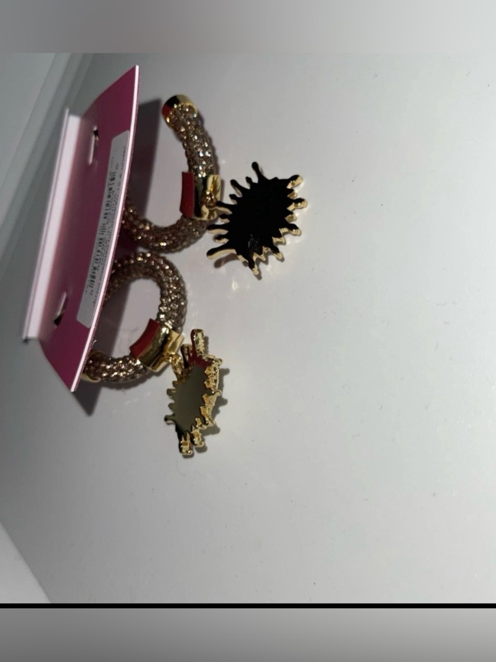 KURT GEIGER LONDON EVIL EYE CHARM PAVÉ GOLD CRYSTAL DANGLE HOOP EARRINGS  NWT - Picture 5 of 6
